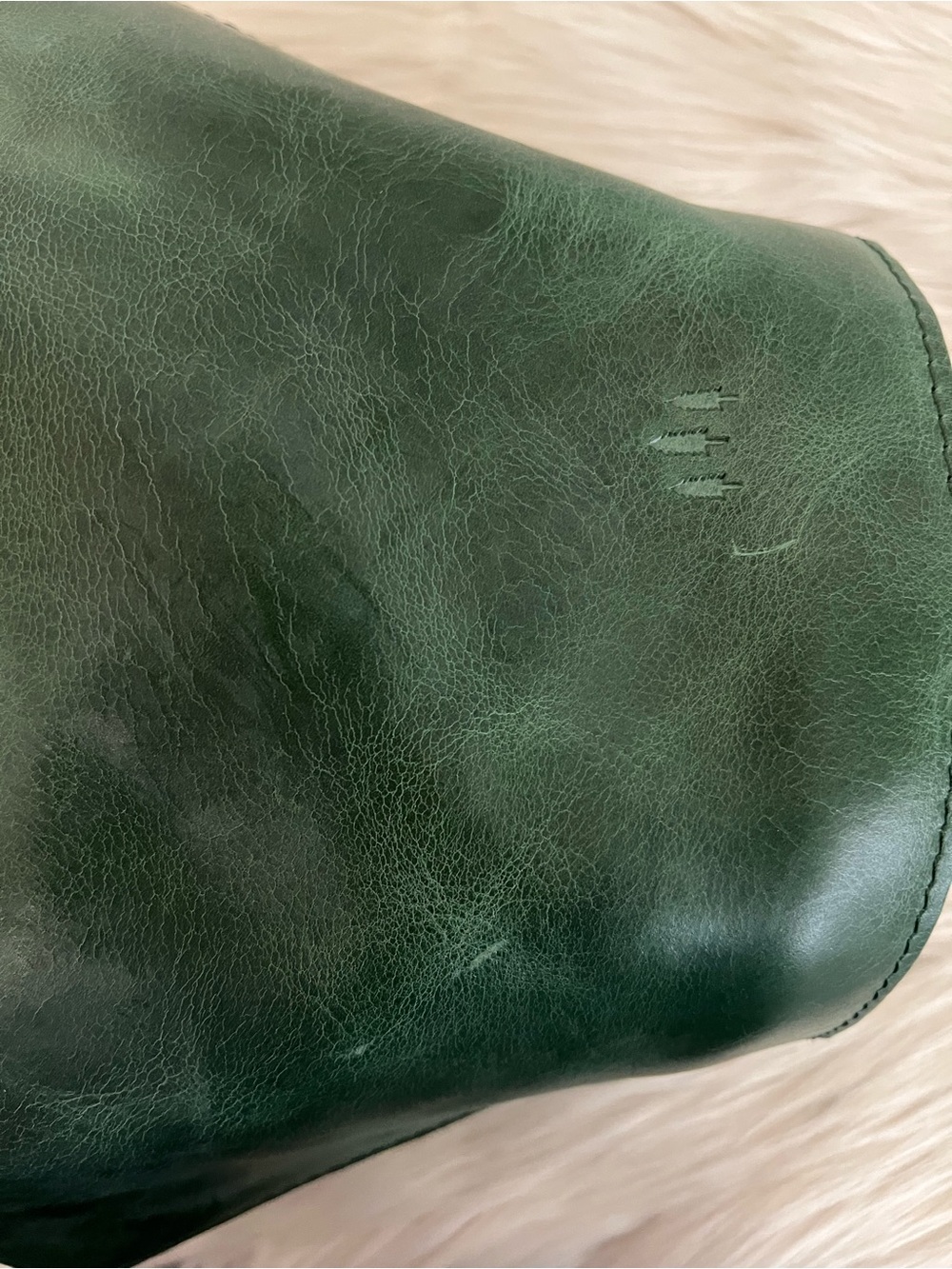 Portland Leather Milian Emerald Green Circle-Handle Tote Bucket Bag - Picture 9 of 13